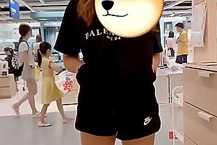 Beautiful asian girl flashing in IKEA store - public flashing 40 sec